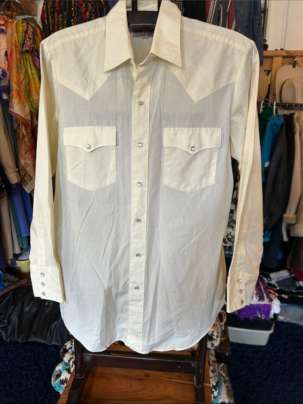Men's Classic Western Snap-Front Shirt in light yellow